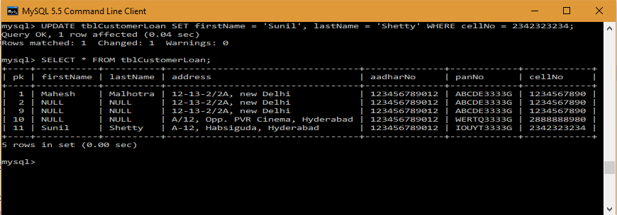 MySQL Update Statement Techstrikers